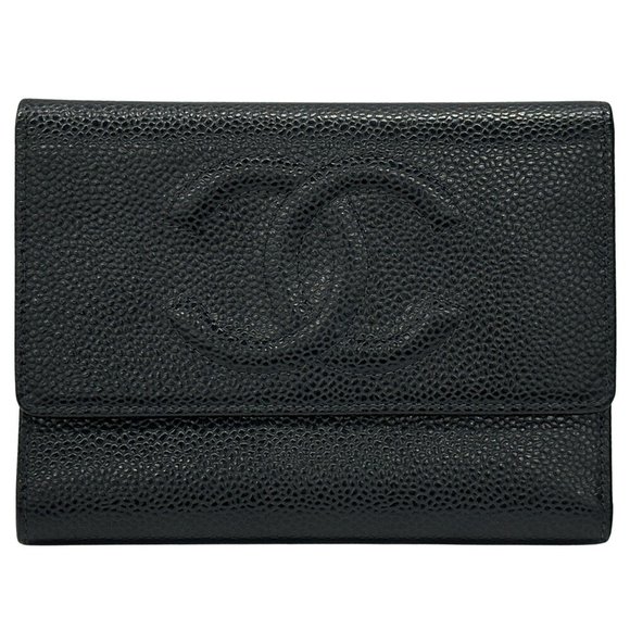 CHANEL Black Caviar Leather Logo Wallet - Picture 1 of 12